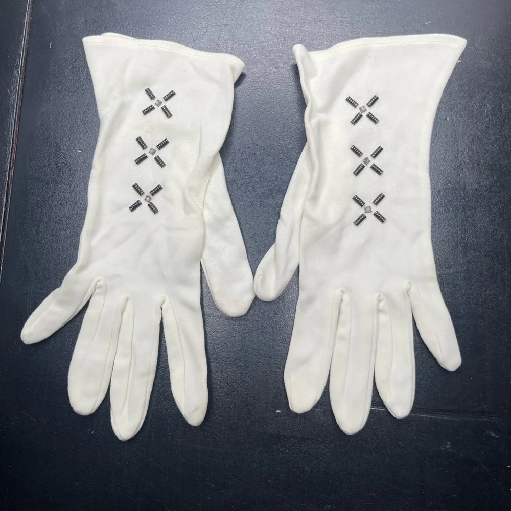 💕Bundle 3 for $20 Vintage 60s White Gloves with Embellishments